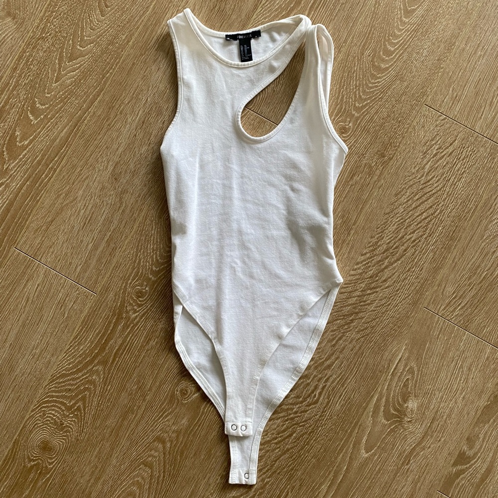 White Asymmetric Bodysuit